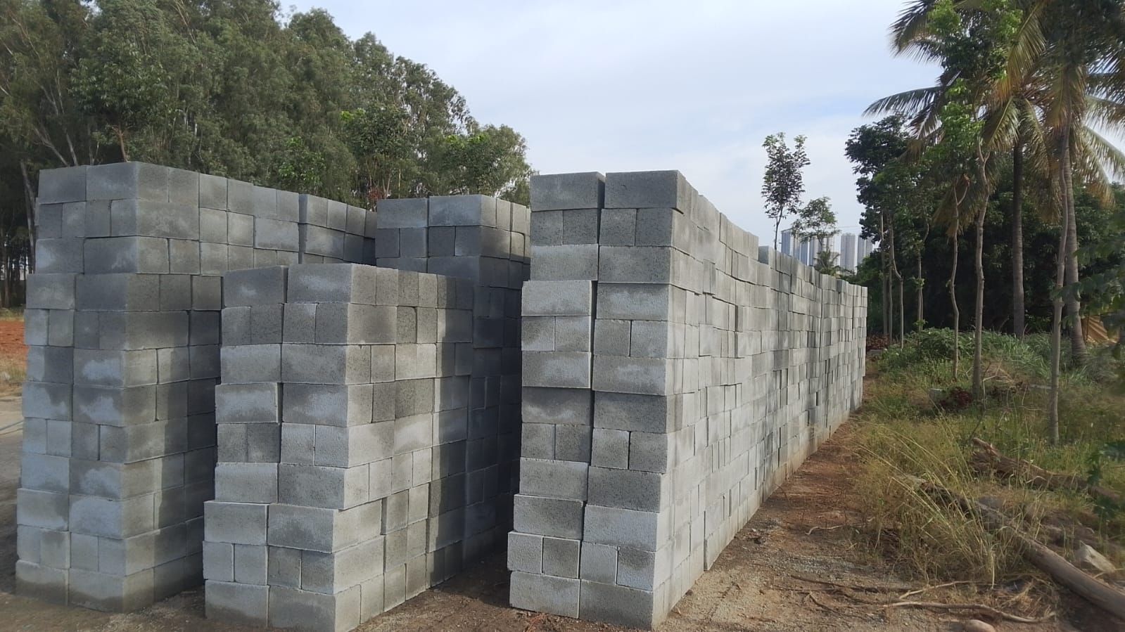 Stacked concrete blocks in the supplier yard