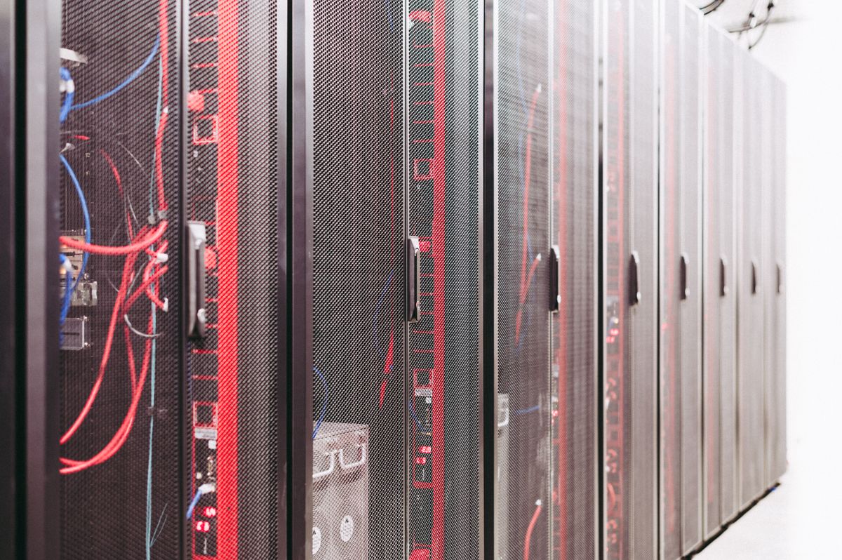 Server and UPS equipment racks in an office room